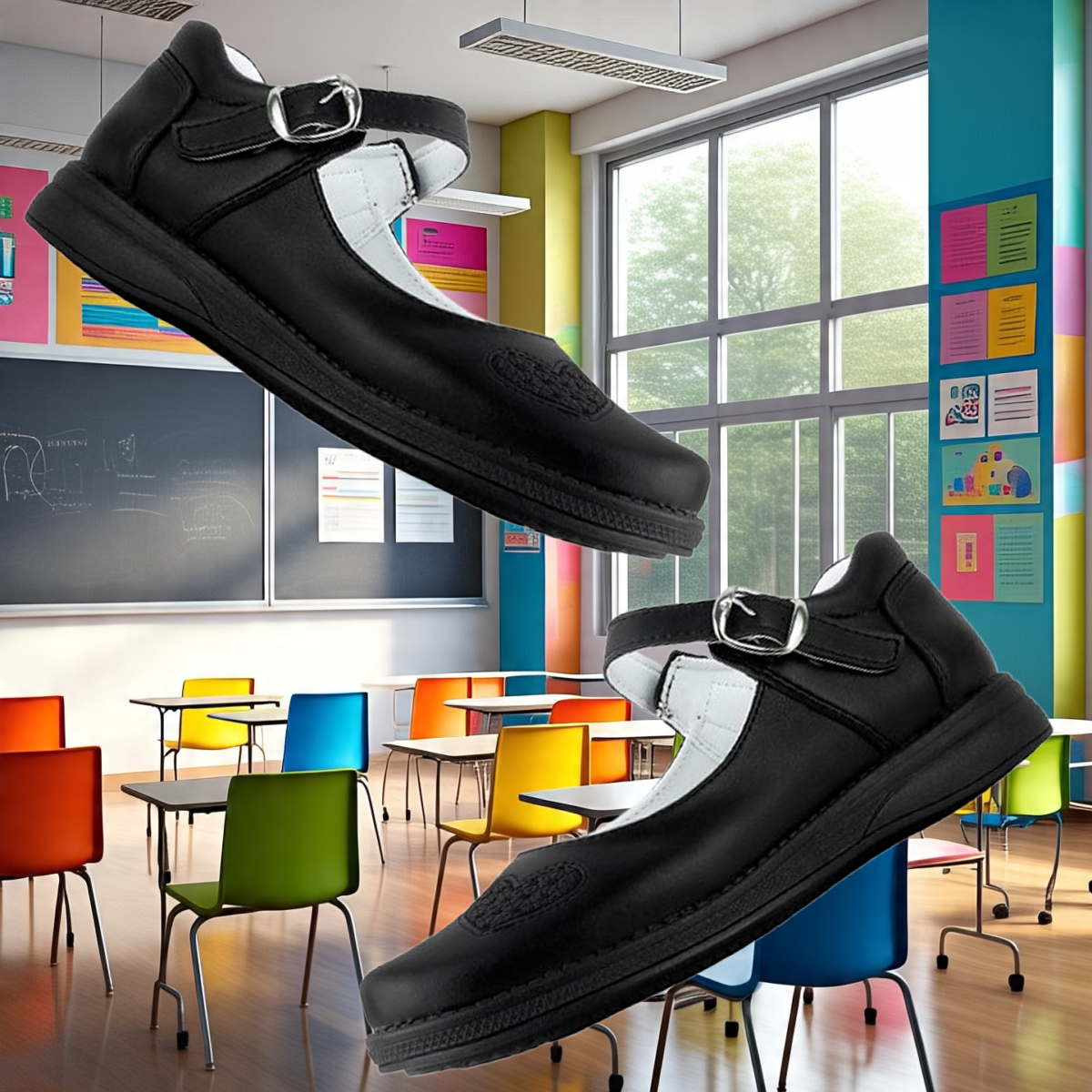 Zapato Niña Escolar Arco Soporte Cómodo Flats Cleo 12-390-N